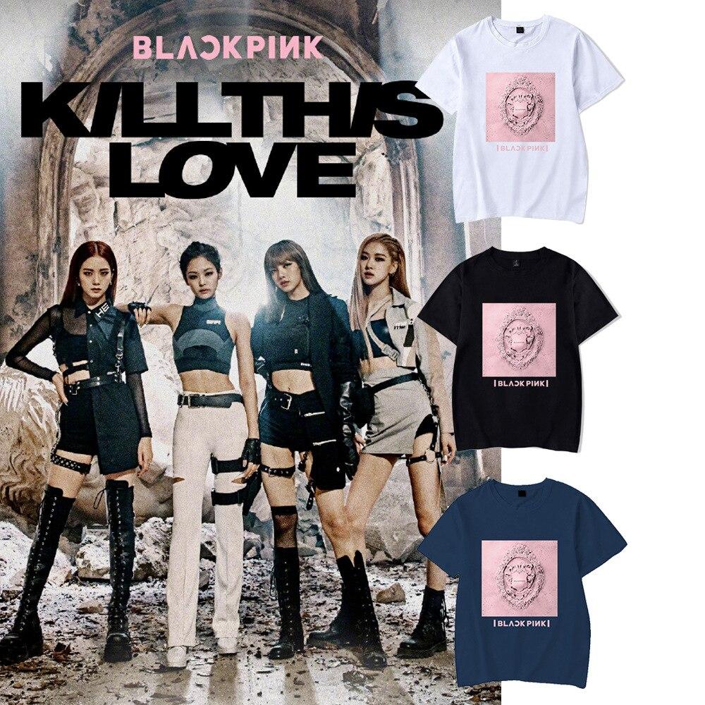 Kpop Girl Groups BLACKPINKs T-shirt KILL THIS LOVE Album JISOO JENNIE LISA ROSÉ Tops Versatile Simple T Shirt Girlfriend Gifts KPS2007 19 / M Official Korean Pop Merch